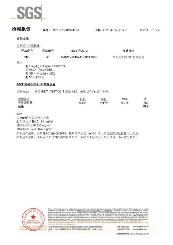 2023SGSag尊龙家居甲醛检测报告中文版
